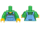 Part No: 973pb2228c01  Name: Torso Medium Blue Overalls over Plaid Shirt with Buttons and Collar Pattern / Bright Green Arms with Green Plaid Pattern / Yellow Hands