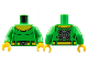 Part No: 973pb2481c01  Name: Torso Super Hero Yellow Collar and Belt, Silver Buckle, Black Muscles Outline, Gear on Back Pattern (Dr. Octopus) / Bright Green Arms / Yellow Hands