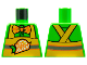 Part No: 973pb4453  Name: Torso Button Up Shirt, Orange Bow Tie with Polka Dots, Yellow Apron with 'ViTA RUSH' Logo, Silver Stripe Pattern