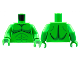 Part No: 973pb4575c01  Name: Torso Bare Chest, Black and Green Muscle Contours Pattern / Bright Green Arms / Bright Green Hands