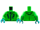 Part No: 973pb4583c01  Name: Torso Jacket, 3 Medium Azure Zippers Pattern / Bright Green Arms / Dark Turquoise Hands