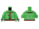 Part No: 973pb4888c01  Name: Torso Knit Fair Isle Holiday Sweater with Reddish Brown Baby Groot Wearing Red Santa Hat and White Music Notes Pattern / Bright Green Arms / Sand Green Hands