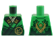Part No: 973pb5228  Name: Torso Robe Dark Green Straps, Gold Buckles, Ninjago Logogram Letter L and Dragon Head and Orb on Back Pattern