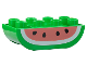 Part No: 98224pb011  Name: Duplo, Brick 2 x 4 Slope Curved Inverted Double with Coral and White Watermelon, Black Seeds Pattern