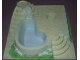 Part No: 33083pb01  Name: Baseplate, Raised Scala with Pool, Slide, and Steps with Light Yellow Stones, Green Grass and Plants Pattern