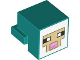 Part No: 19727pb002  Name: Creature Head Pixelated with Black and White Eyes, Bright Pink Nose, Tan Face with Dark Tan Outline on White Background Pattern (Minecraft Sheep)