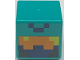 Part No: 19729pb054  Name: Minifigure, Head, Modified Cube with Pixelated Orange, Dark Blue and Black Face with Yellow Eyes Pattern (Minecraft Nether Adventurer)