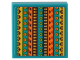 Part No: 3068pb2140  Name: Tile 2 x 2 with Blanket with Bright Light Orange, Orange, Reddish Brown, and Dark Turquoise Geometric Pattern (Sticker) - Set 40583