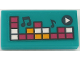 Part No: 3069pb1115  Name: Tile 1 x 2 with Magenta, White and Bright Light Orange Rectangles, Play Button, and Music Notes Pattern (Sticker) - Set 41390