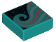 Part No: 3070pb136  Name: Tile 1 x 1 with Metallic Light Blue and Coral Swirl on Black Background Pattern