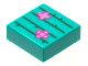Part No: 3070pb212  Name: Tile 1 x 1 with Dark Green Cactus Lines, Magenta and Dark Pink Flowers Pattern