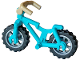 Part No: 5554c03  Name: Bicycle Heavy Mountain Bike with Clip for Handlebars with Flat Silver Wheels, Black Tires and Dark Tan Angular Handlebars (5554 / 50862 / 50861 / 98397)