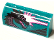 Part No: 6191pb044R  Name: Slope, Curved 1 x 4 x 1 1/3 with Black Dragon Head with Visor and White and Dark Pink Flames Pattern Model Right Side (Sticker) - Set 60389