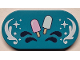 Part No: 66857pb061  Name: Tile, Round 2 x 4 Oval with Bright Pink and Light Aqua Popsicles, Dark Blue Drops and White Ornaments and Sparkles / Stars Pattern