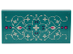 Part No: 87079pb1242  Name: Tile 2 x 4 with Dark Turquoise Rug with Ornate White Filigree Scrolls, Leaves and Flowers and Magenta Accents Pattern (Sticker) - Set 41732