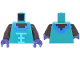 Part No: 973pb6502c01  Name: Torso Pixelated Umber and Dark Azure Neckline, Medium Azure Trim Pattern / Umber Arms / Dark Purple Hands