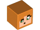 Part No: 19729pb075  Name: Minifigure, Head, Modified Cube with Pixelated Light Nougat Face, Green Eyes, Dark Brown Eyebrows and Mouth Pattern (Minecraft Alex)
