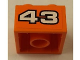 Part No: 3003pb086  Name: Brick 2 x 2 with White '43' with Black Outline on Orange Background Pattern (Sticker) - Set 8162