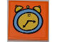 Part No: 3068pb0510  Name: Tile 2 x 2 with Medium Blue and Yellow Alarm Clock Pattern (Sticker) - Set 3818
