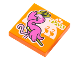 Part No: 3068pb1876  Name: Tile 2 x 2 with BeatBit Album Cover - Dark Pink Flamingo with Lime Hat and Cane Pattern