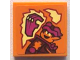 Part No: 3068pb2683  Name: Tile 2 x 2 with Magenta, Reddish Brown and Orange Video Game Minifigure with Gorilla Fist Hand and Bright Light Yellow Fire Pattern (Sticker) - Set 60388