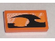 Part No: 3069pb0144L  Name: Tile 1 x 2 with Orange and Black Decorative Pattern Model Left Side (Sticker) - Set 8211