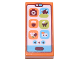 Part No: 3069pb1221  Name: Tile 1 x 2 with Cell Phone / Smartphone with Medium Azure Bar and Buttons and Orange and Lime Icons Pattern (Animal Crossing NookPhone)