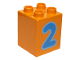 Part No: 31110pb074  Name: Duplo, Brick 2 x 2 x 2 with Number 2 Blue Pattern
