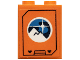 Part No: 3245cpb121  Name: Brick 1 x 2 x 2 with Inside Stud Holder with Arctic Explorer Logo on Orange Background Pattern (Sticker) - Set 60195
