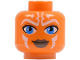 Part No: 3626bpb0318  Name: Minifigure, Head Alien with Blue Eyes and White Lines Pattern (SW Ahsoka) - Blocked Open Stud