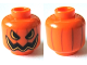 Part No: 3626cpb1522  Name: Minifigure, Head Pumpkin Jack O' Lantern Open Semicircular Eyes with Vertical Lines on Back Pattern -  Hollow Stud