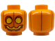 Part No: 3626cpb3268  Name: Minifigure, Head Pumpkin Jack O' Lantern with Yellow Eyes and Mouth and Dark Orange Vertical Lines Pattern - Hollow Stud