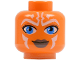 Part No: 3626pb0318  Name: Minifigure, Head Alien with Blue Eyes and White Lines Pattern (SW Ahsoka)
