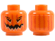 Part No: 3626pb0388  Name: Minifigure, Head Pumpkin Jack O' Lantern with Red Vertical Faded Lines on Back Pattern