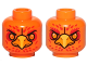 Part No: 3626pb1167  Name: Minifigure, Head Dual Sided Alien Chima Phoenix with Orange Eyes, Circles, Red Feathers and Yellow Beak, Neutral / Stern Pattern (Frax)