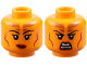 Part No: 3626pb3679  Name: Minifigure, Head Dual Sided Female Black Eyebrows, Dark Orange Forehead Markings, Dark Red Lips and Contour Lines, Lopsided Grin / Scowl Pattern
