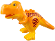 Part No: 36327c01pb01  Name: Duplo Dinosaur Tyrannosaurus rex with Fixed Bright Light Orange Stomach and Legs and Printed Dark Red Stripes, Black and Yellow Eyes Pattern