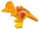 Part No: 36327c02pb01  Name: Duplo Dinosaur Tyrannosaurus rex Body with Fixed Bright Light Orange Stomach and Legs and Printed Dark Red Stripes Pattern