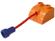 Part No: 44198c02  Name: Duplo, Brick 2 x 2 Slope Curved with Hole Connector with 3L Red Rope and Violet Stud Receptacle