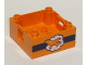 Part No: 47423pb11  Name: Duplo Container Box 4 x 4 with Studs on Corners with Orange Airplane on White Cloud and Dark Blue Stripe Pattern on Both Sides