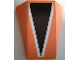 Part No: 47753pb074  Name: Wedge 4 x 4 Triple Curved No Studs with Black Triangle with White Outline on Orange Background Pattern (Sticker) - Set 7962