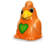 Part No: 49843pb01  Name: Primo Animal Bird Large with Stud on Top of Head and Green Heart Pattern