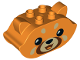 Part No: 79788pb01  Name: Duplo, Brick 2 x 5 x 2 1/2 Pointed Ends, Ears on Sides with Black Eyes and Nose, Reddish Brown Mouth, and Tan Muzzle and Spots, Red Panda Head Pattern