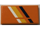 Part No: 87079pb1624L  Name: Tile 2 x 4 with White, Bright Light Orange and Dark Blue Stripes Pattern Model Left Side (Sticker) - Set 60387
