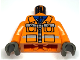 Part No: 973pb0010c01  Name: Torso Town Construction Zipper Jacket, Blue Shirt, Safety Stripes Pattern / Orange Arms / Dark Gray Hands