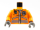 Part No: 973pb0303c02  Name: Torso Rescue Coast Guard Logo Jacket with Pockets and Radio Pattern / Orange Arms / Dark Bluish Gray Hands