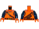 Part No: 973pb2370c01  Name: Torso Top with Belts, Bag on Back Pattern / Dark Blue Arms / Orange Hands