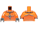 Part No: 973pb3557c01  Name: Torso Spacesuit with Dark Bluish Gray Stripes Pattern / Orange Arms / Dark Bluish Gray Hands