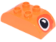 Part No: 98223pb048  Name: Duplo, Brick 2 x 4 Slope Curved Double with Black and White Eye with Reddish Orange Patch Pattern on Both Sides