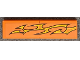 Part No: BA219pb01L  Name: Stickered Assembly 4 x 1 with Yellow Flames on Orange Background Pattern Model Left Side (Sticker) - Set 8135 - 2 Tile 1 x 2 with Groove